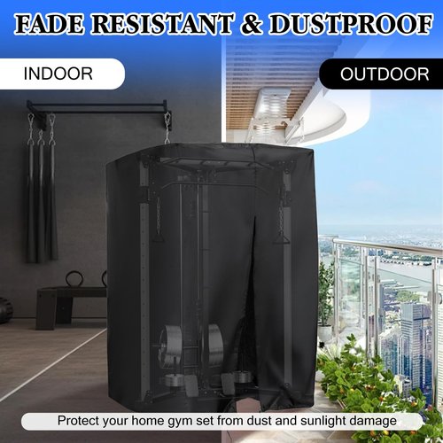 Squat Rack Cover, 420D Oxford Fabric Waterproof Power Cage Cover with Zipper & Drawstring, Large Gym Equipment Dust Cover for Power Cage, Smith Machine, Dumbbell Rack, 68" x 64" x 82.5"
