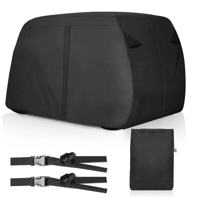 SaolGllS Golf Cart Cover for 4 Passenger, Heavy Duty 420D Waterproof Golf Cart Accessories, Fits EZGO Club Car Yamaha with Extended Roof, Windproof UV Protection Golf Cart Covers,Black