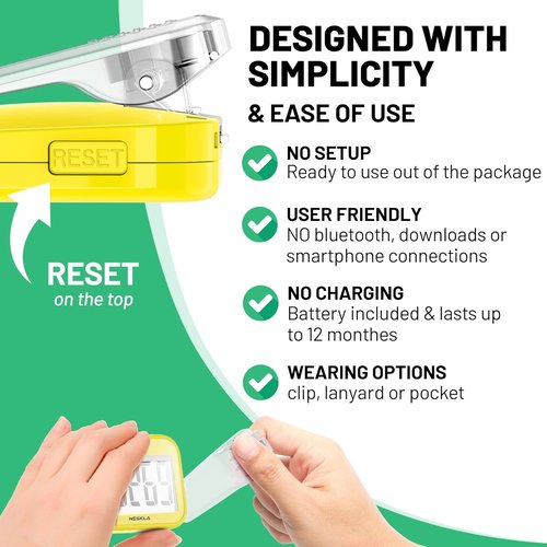 3D Pedometer - Accurate Step Counter with Large Display & Removable Clip | Ideal for All Ages