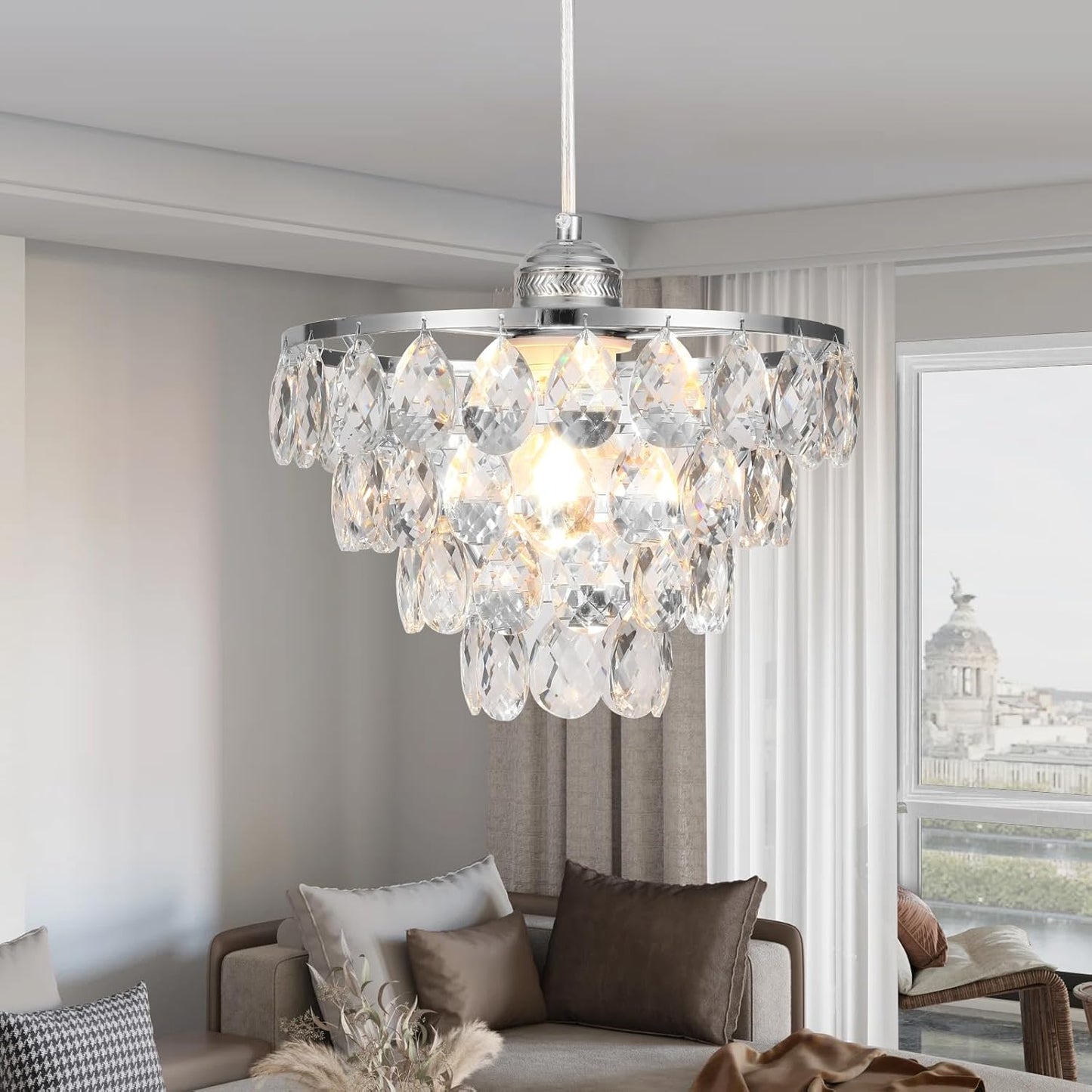 Gold Crystal Mini Chandelier - Modern Flush Mount Ceiling Light for Hallway & Bedroom
