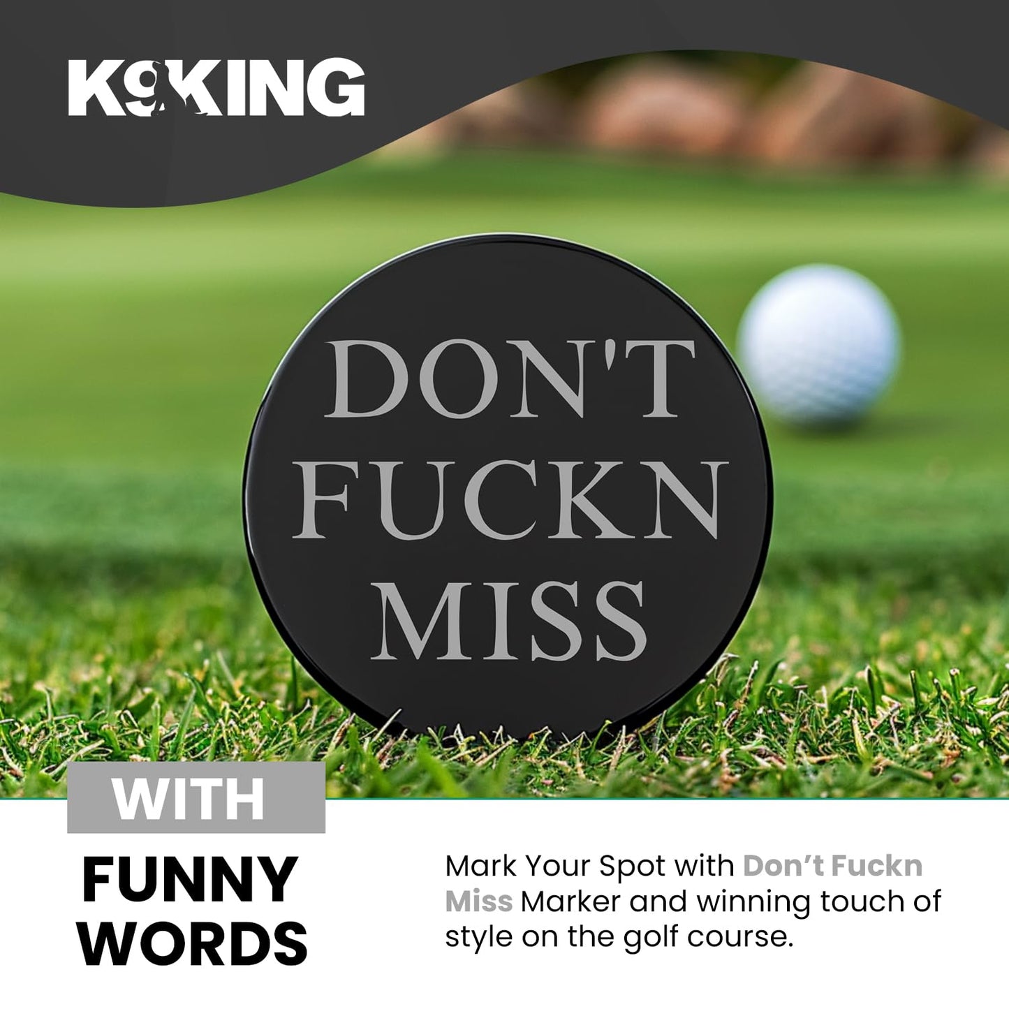 K9King Ultimate Dont FUCKN Miss Ball Marker Magnetic Hat Clip - Premium Golf Accessories Gift Combo Set with Bonus Shooter Golf Ball Marker for Enhanced Golfing Experience | Ideal Gift Ideas