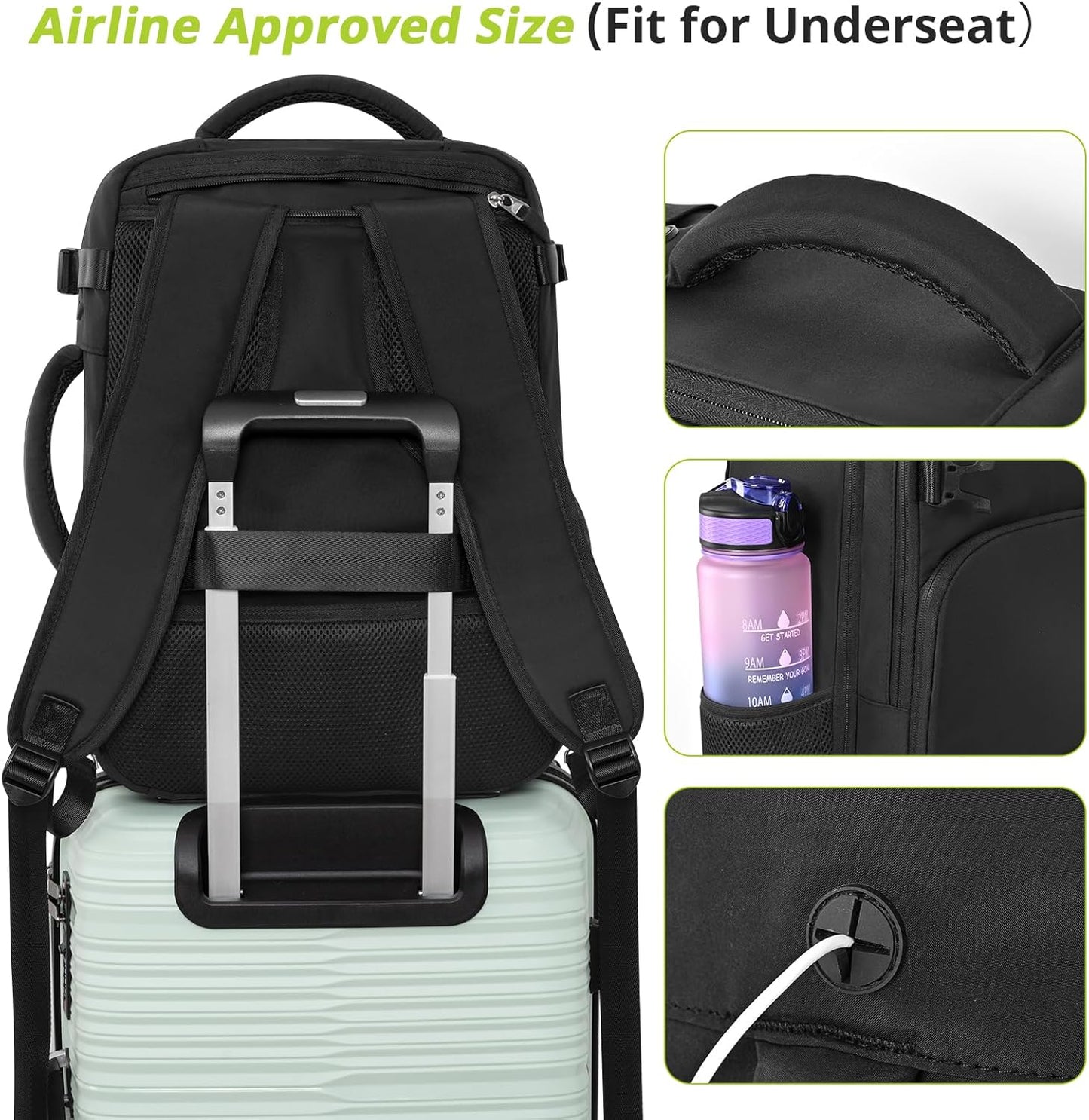 Snoffic Travel Backpack | Waterproof Laptop Bag with USB Charging Port | 17-Inch Carry-On for Men & Women