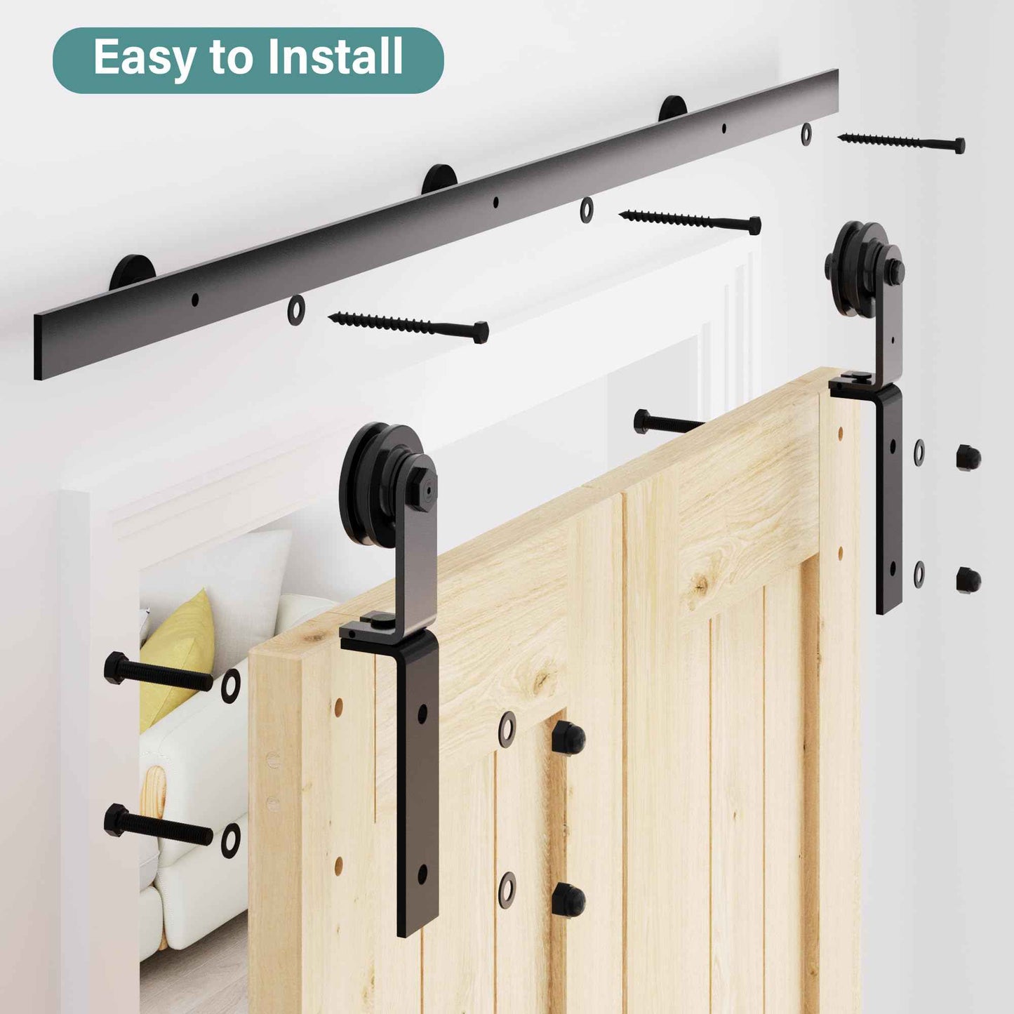 WINSOON Bifold Door Hardware for Closet: Heavy Duty Bi Fold Barn Door Hardware Kit - 72" Track Folding System for Max Four 17.5" Doors Panels 68" Opening - Slide Quietly, Doors Not Included