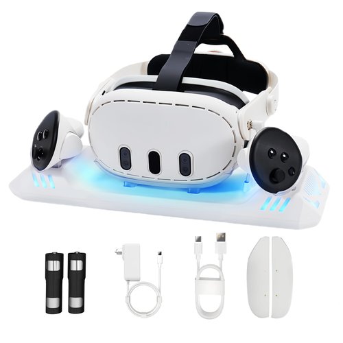 Charging Dock Compatible with Mate Quset 3 3S, Charging & Storage 2-in-1 Charging Station, Fast VR Charger with Replacement Battery Kits