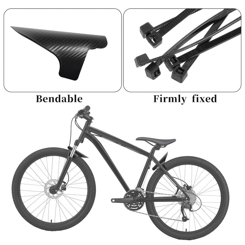 salbsever 2 Sets Mountain Bike Fender Rear and Front Compatible Bicycle Mudguard Adjustable 29" Plus Size with 15 Cable Ties for Fat Bike Wheel Sizes and All Disc Brake Bicycles