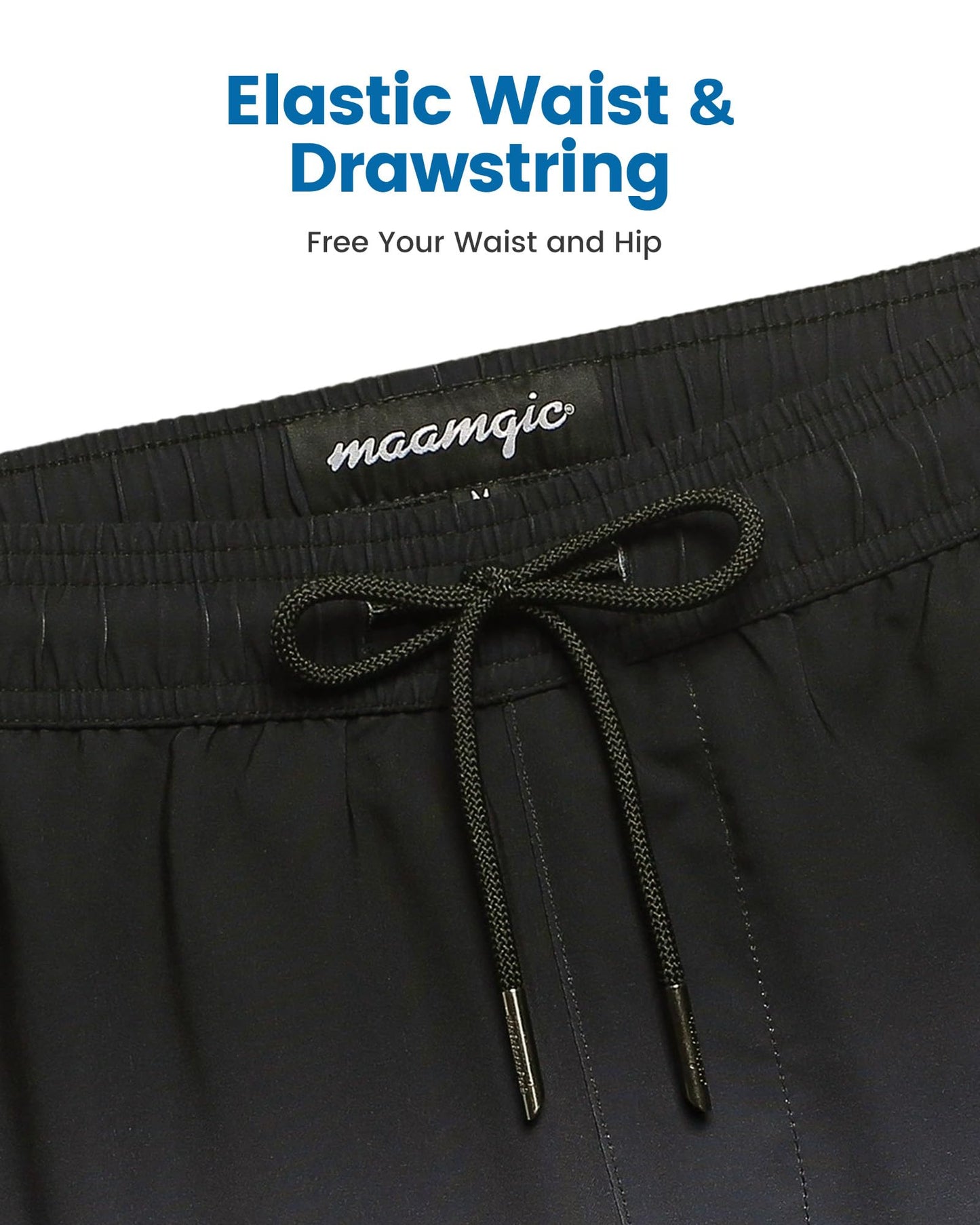 maamgic 2 in 1 Mens Swim Trunks 7 Inch Swim Shorts Swim Suits Board Shorts Gray Gradient Black M