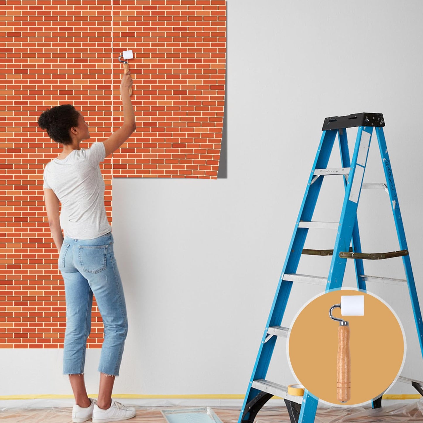 FCHO Wallpaper Smoothing Roller, Rubber seam roller, wheel roller Corner Seam Roller for wallpaper, wood hand wallpaper roller pack of 2