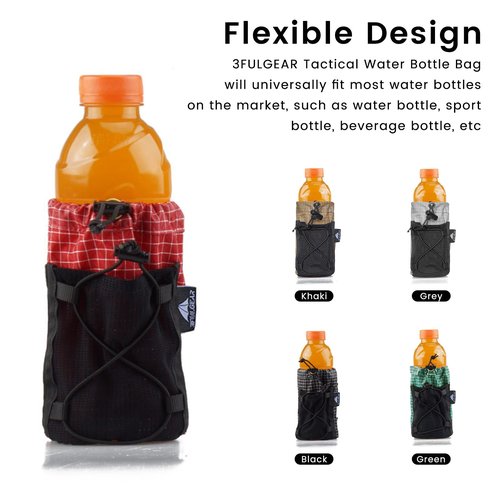 3F UL Gear Water Bottle Sleeve for Backpack Shoulder Straps, Bottle Holder Pouch, Molle Adjustable Pouches Bottle Carrier Bag for Camping Mountaineering Hiking Outdoor Activities(2-Pack Grey)
