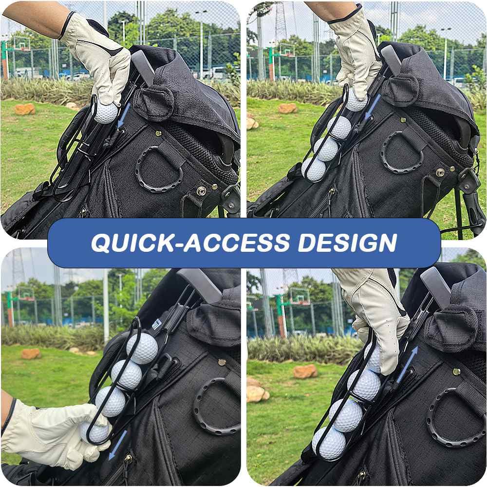 Golf Ball Holder - BUMOVE Portable Golf Club Bag Accessories - Holds 4 Golfs Balls, Easy Attachment to Bag or Cart (Black)