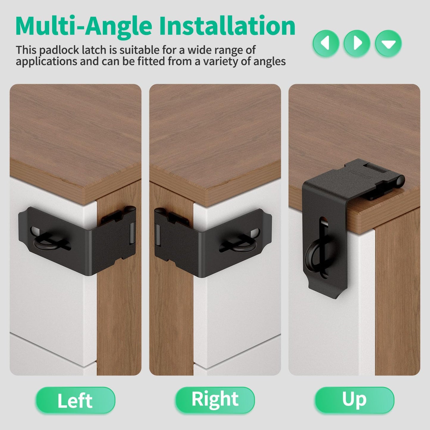 YogePote 90 Degree Hasp Latch, Heavy Duty 304 Stainless Steel Padlock Hasp Lock for Right Angle File Cabinet, Desk Drawer, Tool Box, Mailbox, Bookcase (Black-1pc)