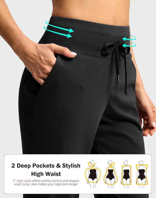 G Gradual High Waisted Ankle Pants - 7/8 Athletic Style with Drawstring & 2 Pockets for Women