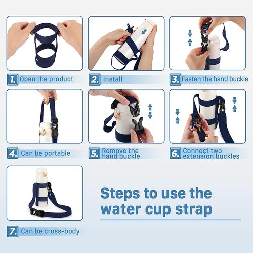 EasyAcc Water Bottle Holder Strap - Universal Fit for Owala FreeSip, Hydro Flask, Yeti | Includes Carabiner for Travel