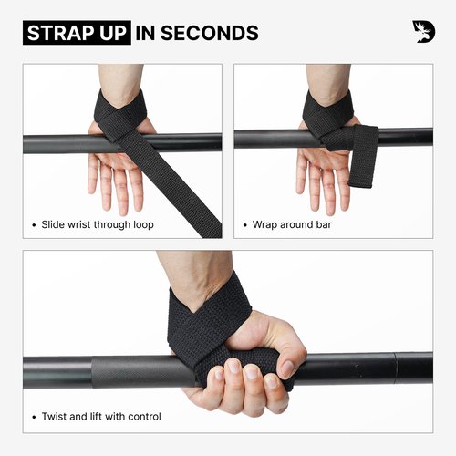 DMoose Fitness Lifting Straps - 4mm Neoprene Padded Wrist Straps for Weightlifting & Powerlifting - Cotton Lifting Strap with Silicone Grip for Men & Women (American Silicone)