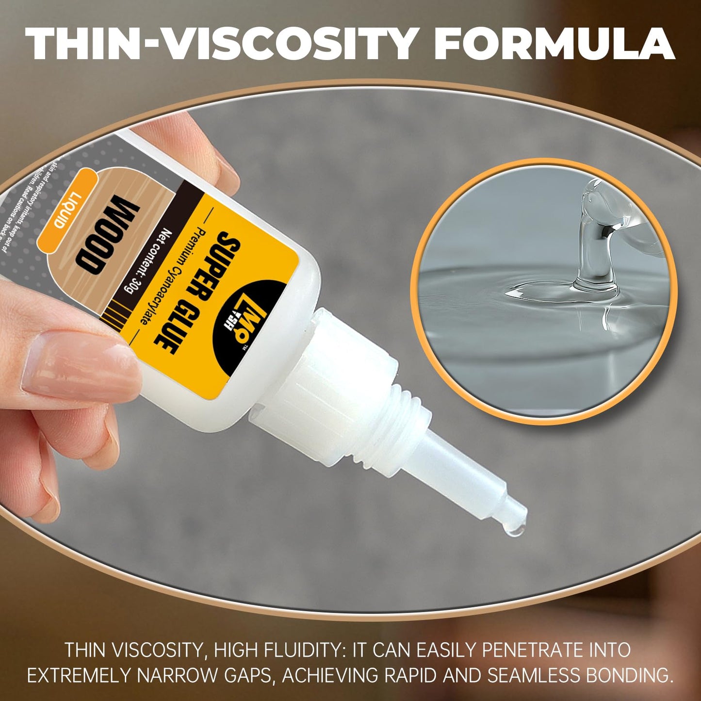 Wood Super Glue Pack of 2, Thin Liquid CA Glue for Woodworking Furniture Repair Wooden Crafts Carpenter, Clear High Strength Cyanoacrylate Adhesive Instant and Strong Bond Superglue for Everything