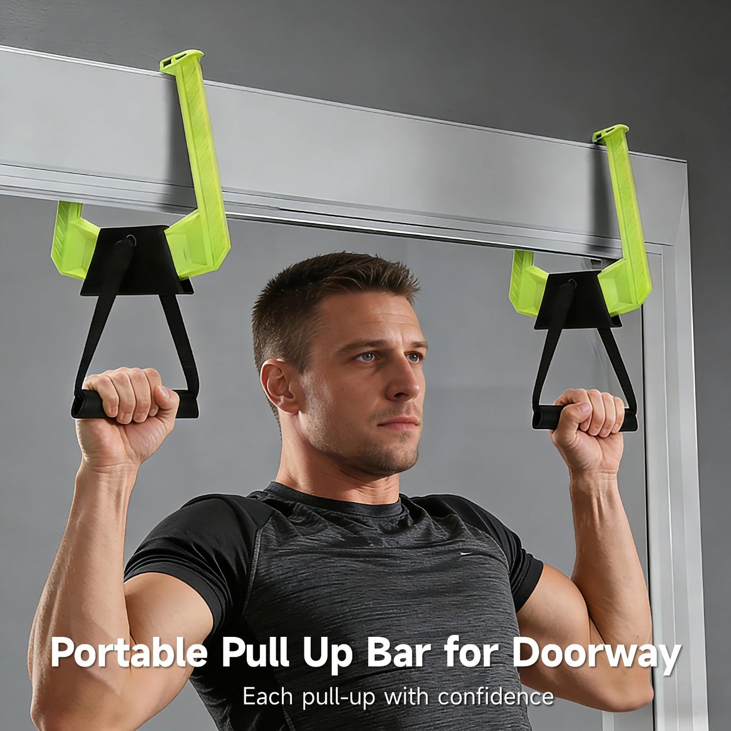 2 Pcs Portable Pull Up Bar for Doorway, Adjustable Doorway Home Gym System, Lightweight Travel Fitness Equipment for Home Office, Support 330 lbs, No Screws Installation