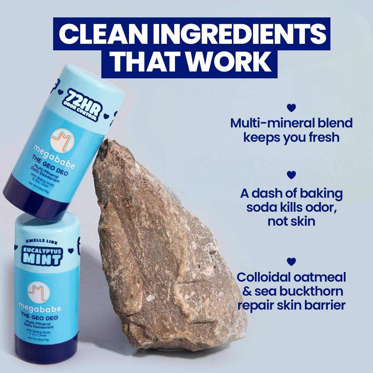 Megababe Daily Deodorant - Aluminum-Free Geo Deo with 72-Hour Odor Protection | 2.6 oz All-Natural Formula