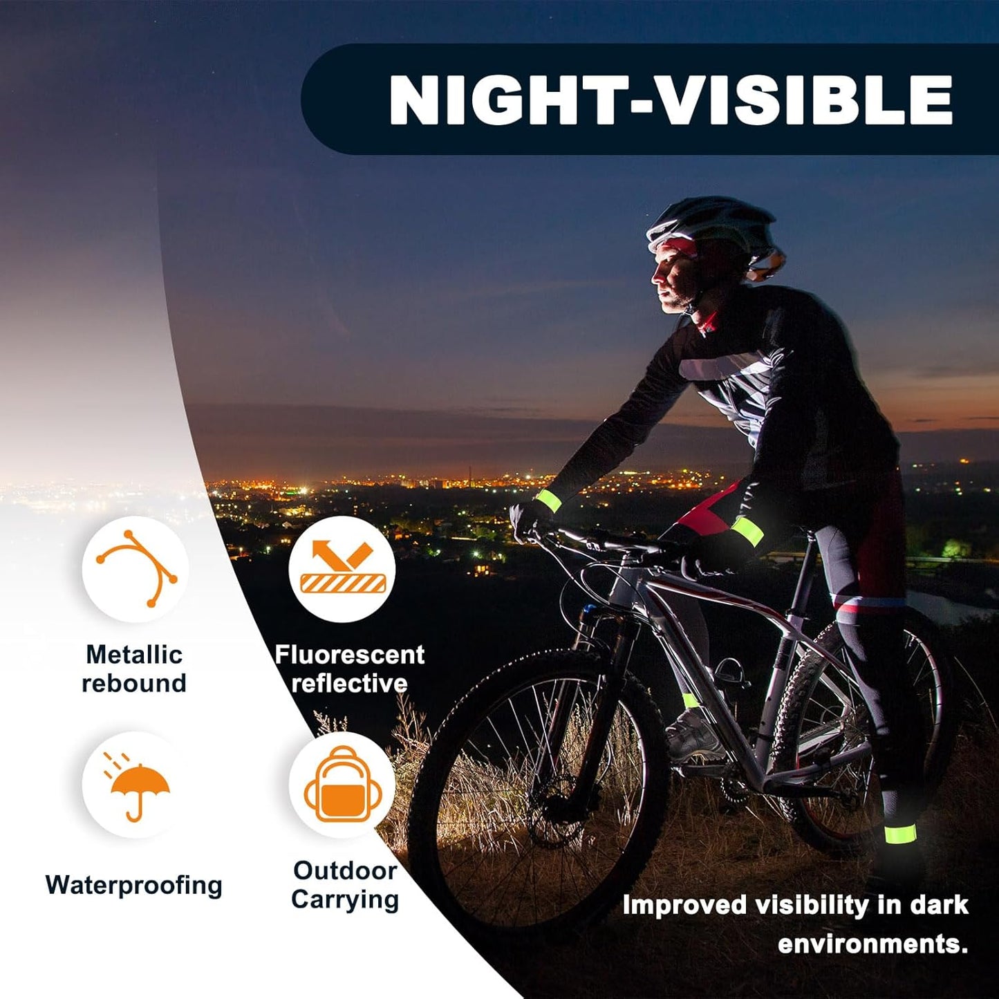 Skiennix Reflector Band Snap Bracelet - 30 Pcs High Visibility Safety Bands for Night Jogging & Cycling