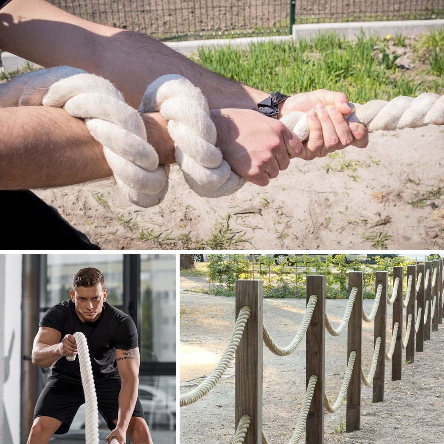 Twisted Cotton Rope (1.5 inch x 50 feet) Natural White Rope for Nautical, Tug of War, Climbing, Hammock, Decorating