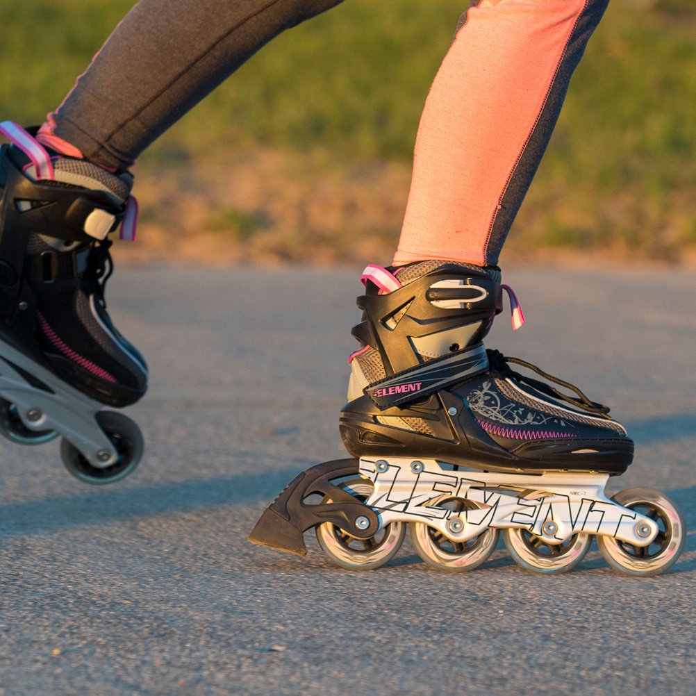 5th Element Lynx Inline Skates Women with Adjustable Strap 80mm Wheels Soft Boot Fit for Comfort | Roller Derby Long Distance Skating for Recreational Fitness & Street Hockey (7.0-Black/Purple)