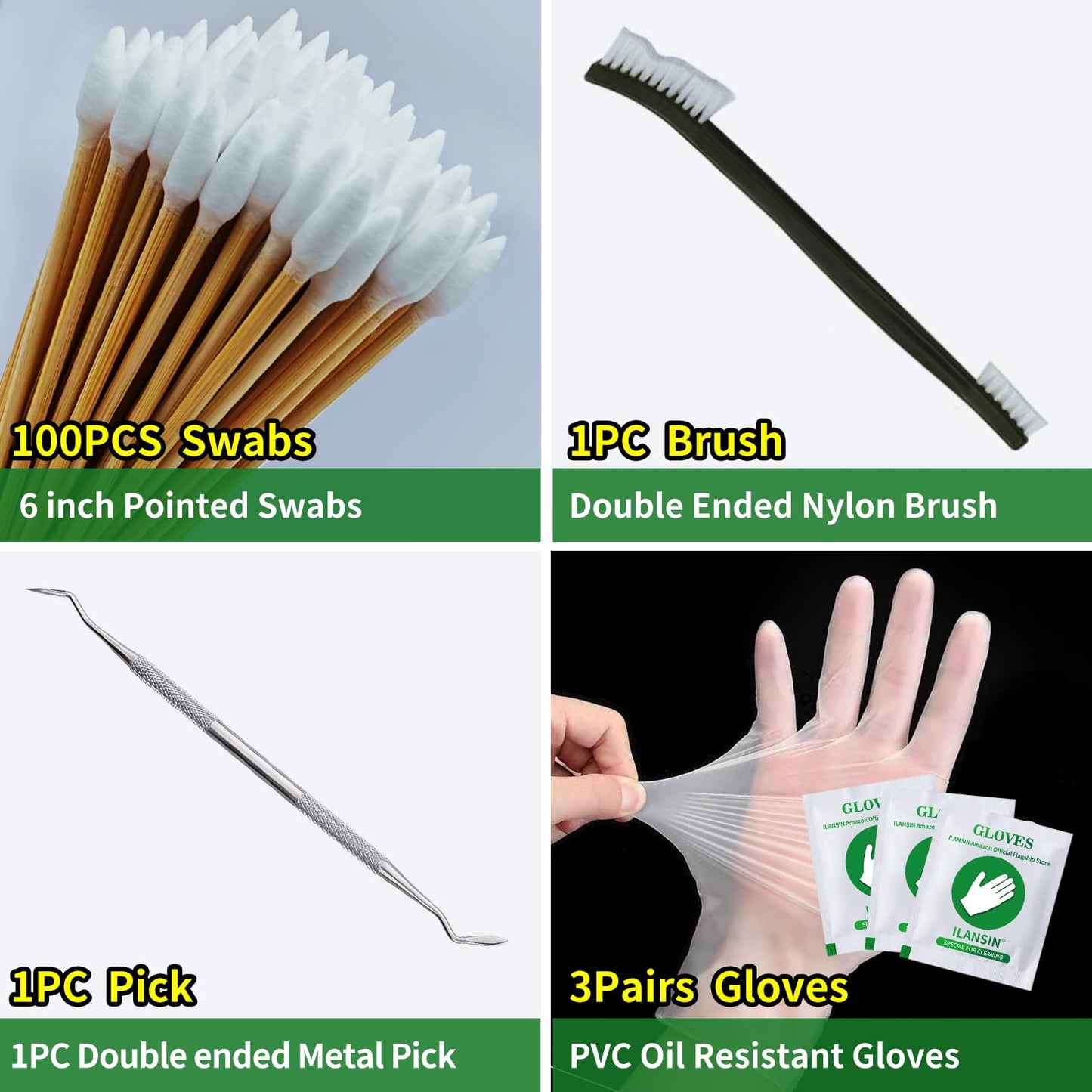 ILANSIN 9mm Bore Cleaner & 5oz CLP Oil Gun Cleaning Kit with Gun Snake .38 .375 9.5mm, Needle+Spray,Gun Cleaning Supplies with Gun Cleaning Patches,6'' Gun Cleaning Swabs, Gun Brushes, Cleaning Picks