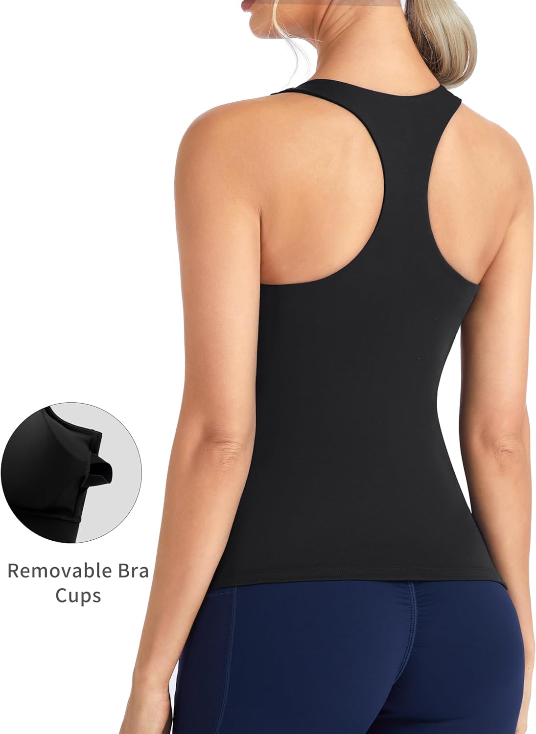 The Gym People Women's Longline Yoga Sports Bra - Racerback Padded Workout Tank Top | Slim Fit Design