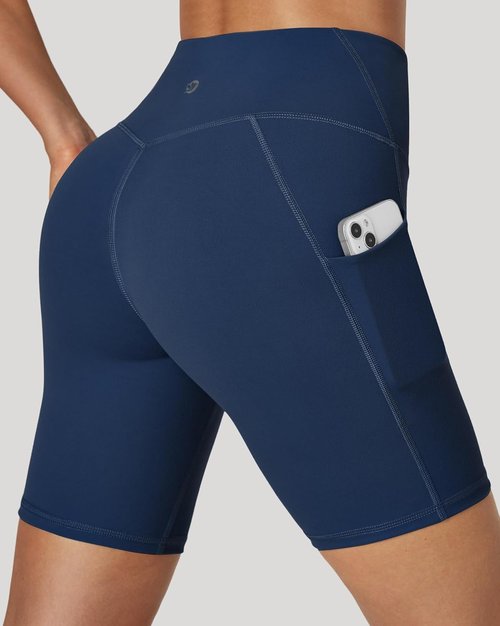 IUGA High Waisted Biker Shorts for Women - Tummy Control Yoga & Workout Shorts with Pockets | 8" Spandex