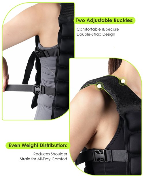 Water-Filled Weighted Vest for Women & Men, 6lb/8lb/10lb/12lb, Weight Adjustable 1-13lb Workout Vest Washable, Comfortable Fit, Odor-Free & Cool for Walking, Running, Training, Fitness, Weightlifting