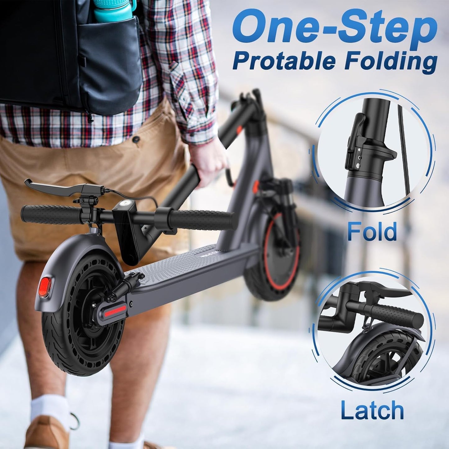 VOLPAM Electric Scooter - Dual Suspension, 19/22MPH, 500W/800W Motor, Long Range 60/40/31/23 Miles, Max Load 264 lbs