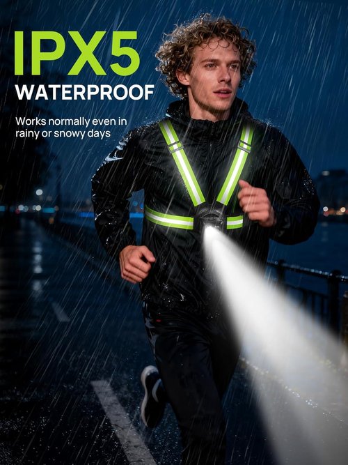 Acso Running Light - 500 Lumens Rechargeable Gear with 360° Reflective Vest | IPX5 Waterproof for Night Activities