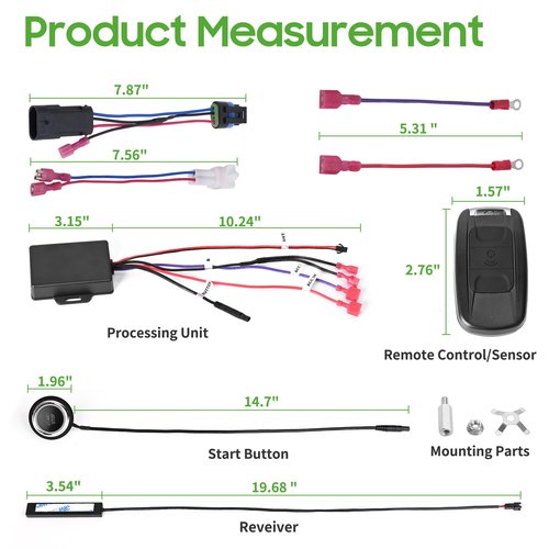 10L0L Golf Cart One-Click Start Ignition Switch Compatible with 12-48V Yamaha G22 / G29, Club Car DS/Precedent, EZGO TXT Models, Remote Keyless Access Golf Accessories