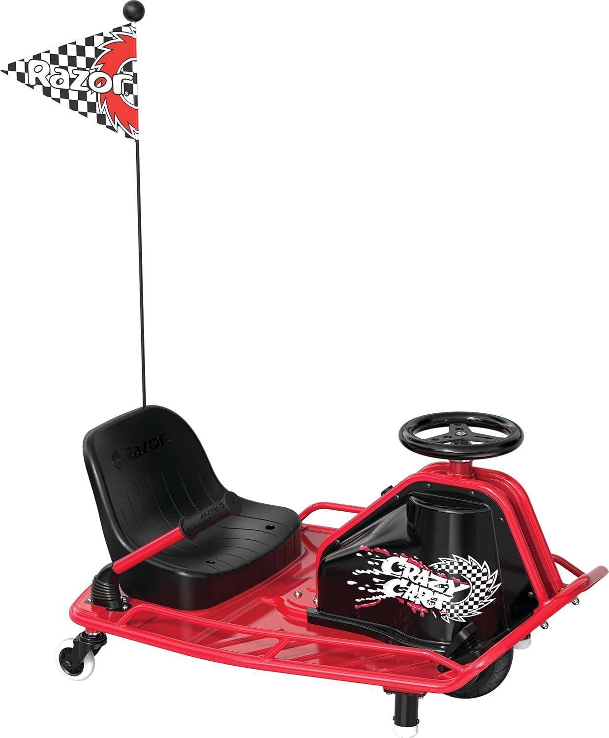 Razor Crazy Cart - 24V Electric Drifting Go Kart with Variable Speed Up to 12 MPH | Black/Red