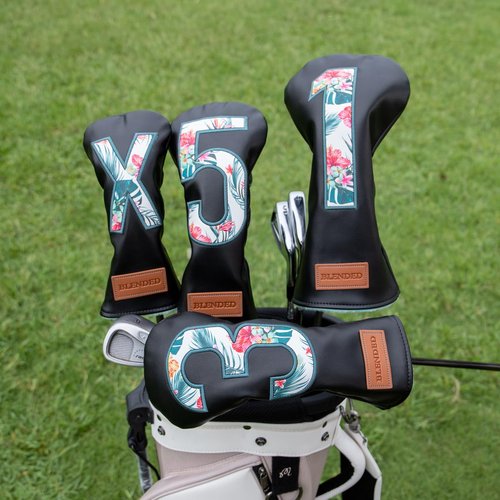 BAIRBRE Golf Club Covers Black Putter Cover Driver Covers Fairway Wood Headcover Hybrid Covers 3 Wood Headcovers Leather Mallte Putter Cover Golf Headcover for All Brand