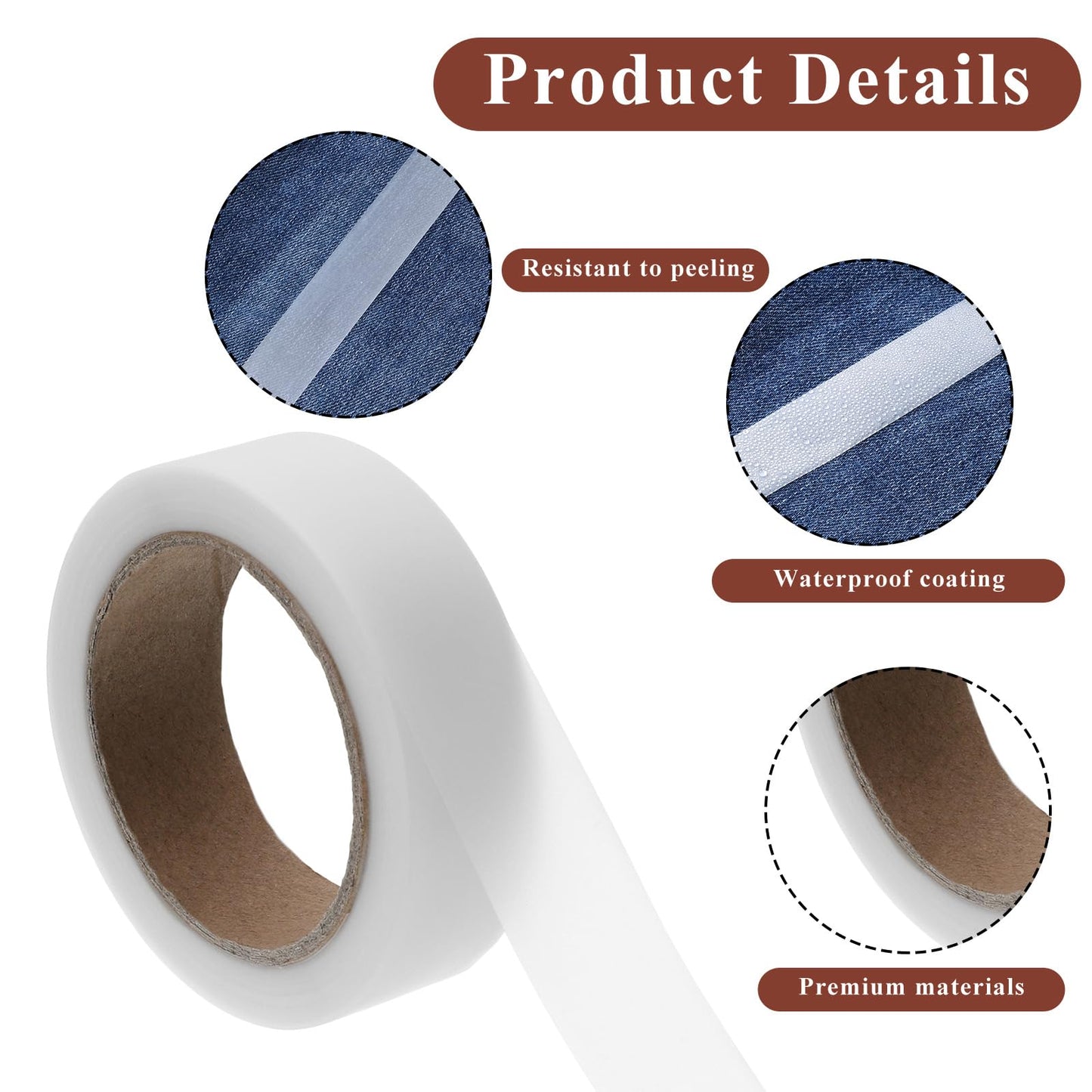 Xelsluthe Seam Tape, 65' Iron on Hot Melt Seam Sealing Tape, Waterproof Fabric Repair Adhesive Fusible Tapes for Outdoor Gear Raincoat Tent Awning Sportswear
