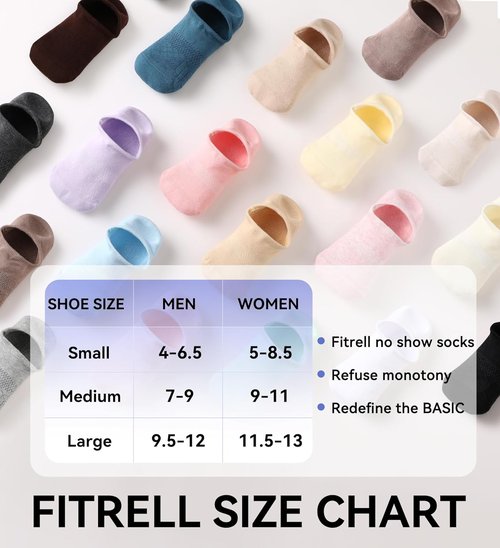 FITRELL No Show Socks for Women - Cushioned Athletic Ankle Socks | Invisible Non-Slip, 5-8 Pairs