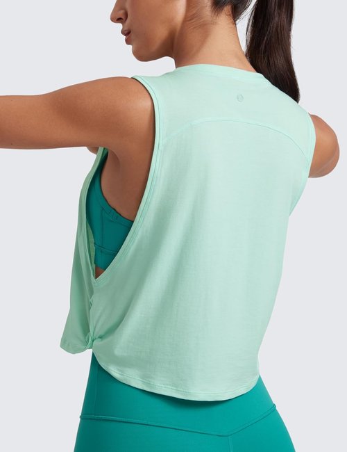 CRZ YOGA Pima Cotton Tank Top for Women - Loose Fit Sleeveless Athletic Shirt | Perfect for Yoga & Gym