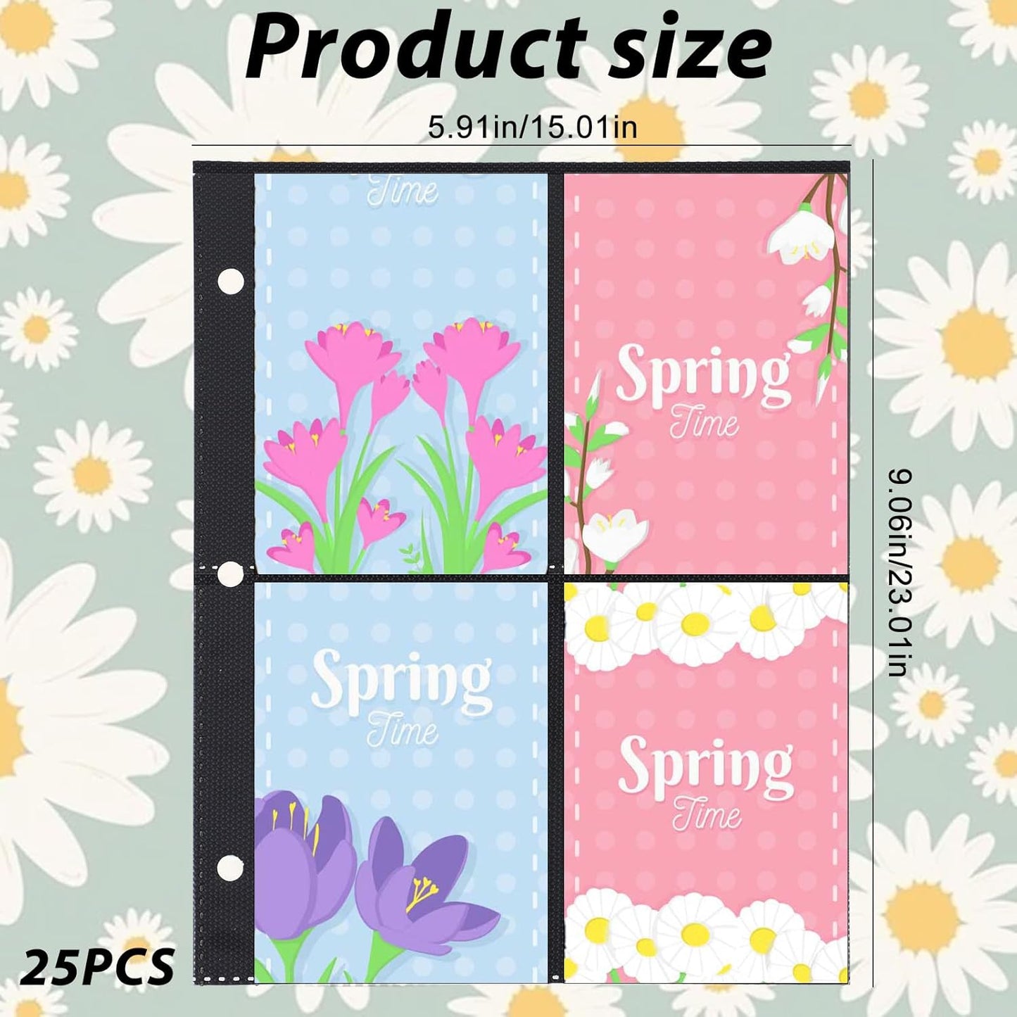 Skiennix 25 Pack Card Sheets - 4 Pocket PVC Binder Sleeves for Trading & Game Cards | Black Background