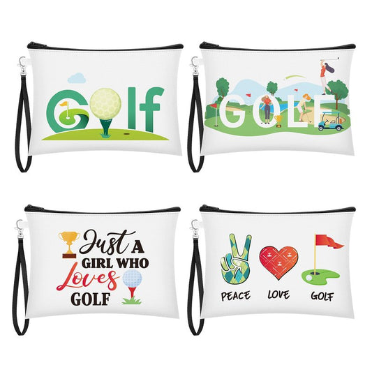 Kacctyen 4 Pcs Golf Gifts for Women Golfer Cosmetic Makeup Bags Golf Player Gifts Inspirational Golfing Pouch Zipper Travel Bag Portable Wristlet Wallet Accessories for Golfing Lover Player, 4 Styles