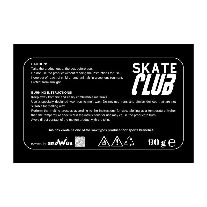 SKATE CLUB WAX 0.19 LB/90 GR, Skateboard Wax, Skate Wax, BMX Wax, Grind and for Slide Wax, Curb Wax, Skatepark Wax