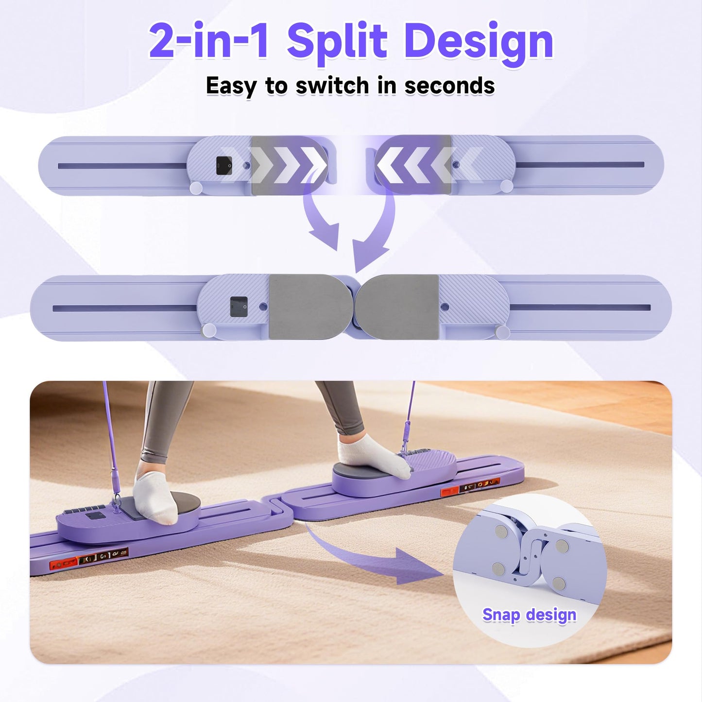 COSIEST Upgraded Split-Design Pilates Board, Foldable 2-in-1 Reformer for Solo & Partner Workouts, Full Body Home Gym Equipment for Core, Abs, Glutes, Strength Training with Resistance Bands & Roller