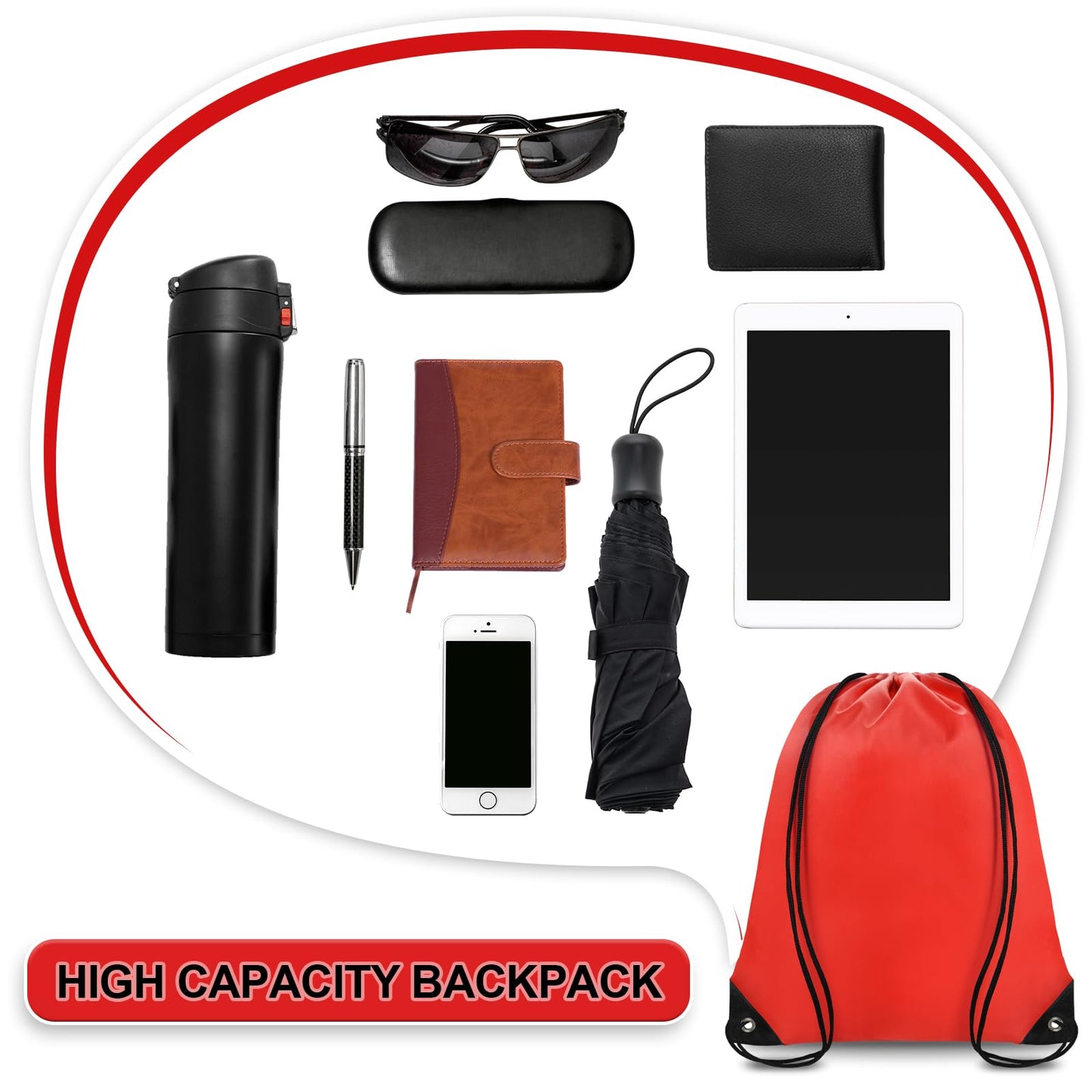 Grneric Drawstring Bags 28 Pcs String Backpack Bulk Cinch Bag Sackpack for Men Women Gym(Red)