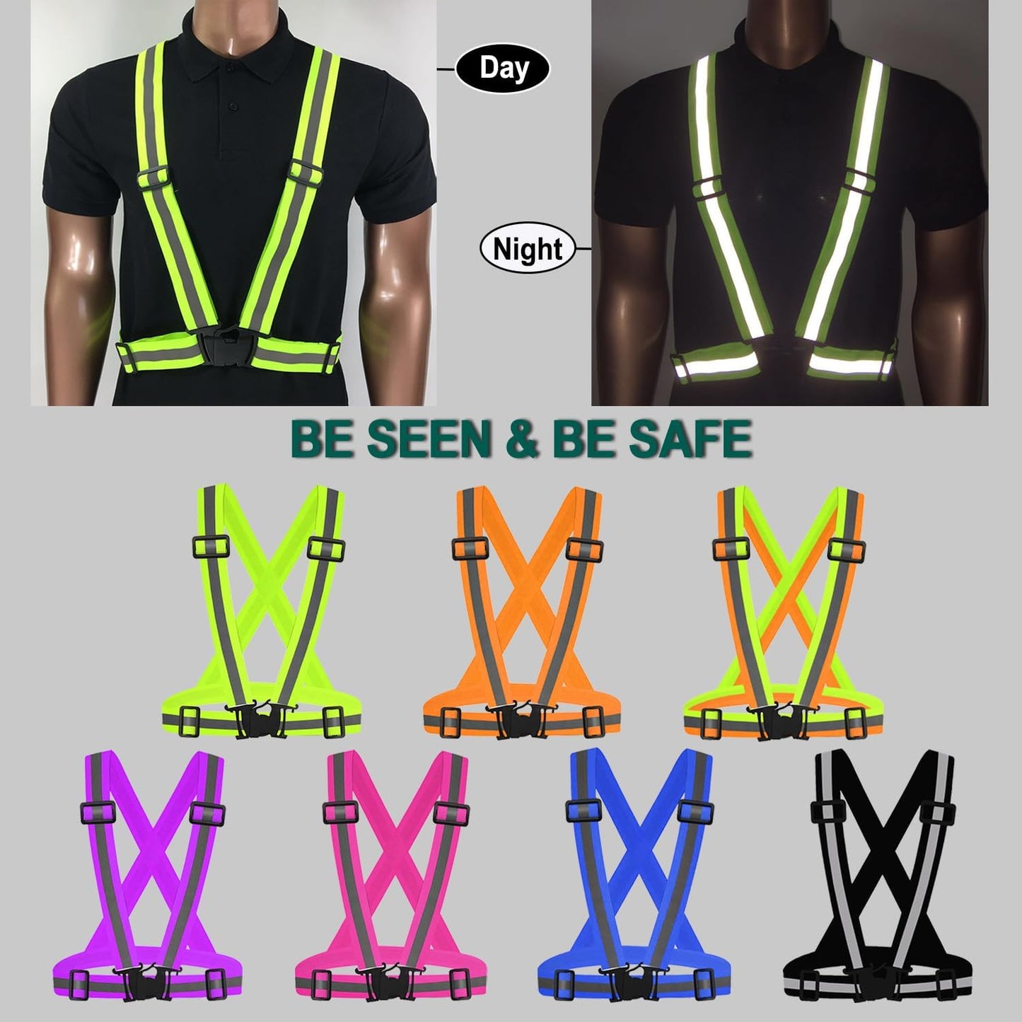 Skiennix Reflective Vest | High Visibility Adjustable Safety Gear for Running, Hiking, Dog Walking