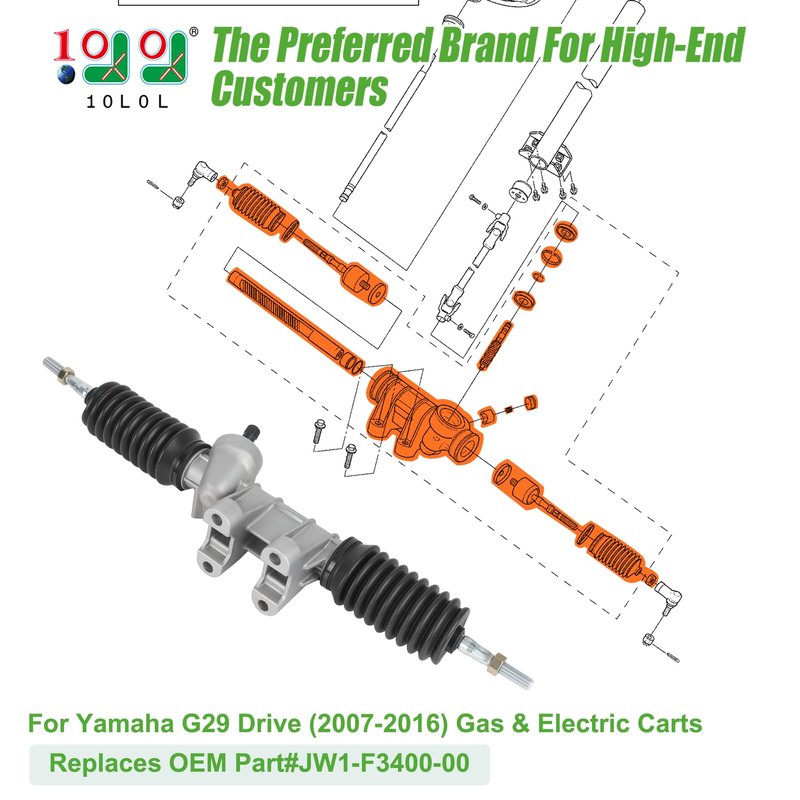 10L0L Golf Cart Steering Gear Box Assembly Fits for Yamaha G29 Drive Gas or Electric Golf Cart Replace Part OEM#JW1-F3400-00