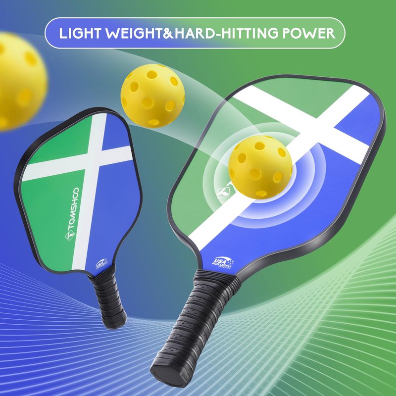 TOMSHOO Pickleball Paddles Set of 2, USAPA Approved Lightweight Fiberglass Pickleball Set with 4 Pickleballs, 1 Pickleball Sling Bag, Pickleball Gifts for Women Men Beginners Professional