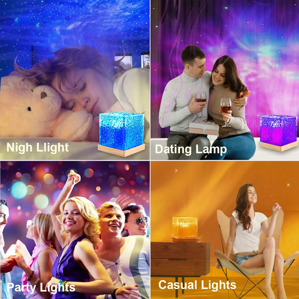 Ocean Wave Projector Light,16 Colors Ocean Lamp Water Ripple Cube Night Light with Remote for Bedrooms,Games, Birthdays,Festivals (Ocean Lamp)