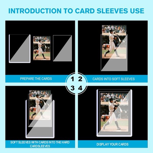 600 Plastic Trading Card Protectors | 300 Hard & 300 Soft Sleeves - 35pt Rigid 3"x4" Holders