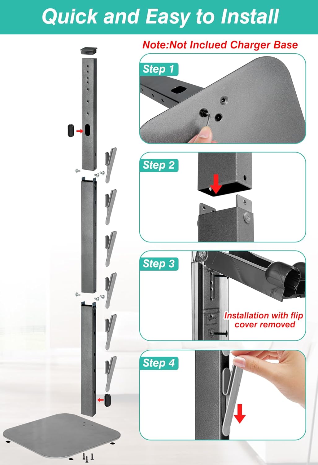 Dyson Vacuum Stand & Holder for Gen5 V15 V12 V11 V10 V8 V7 V6 - Metal Storage Bracket with Hidden Cord Design