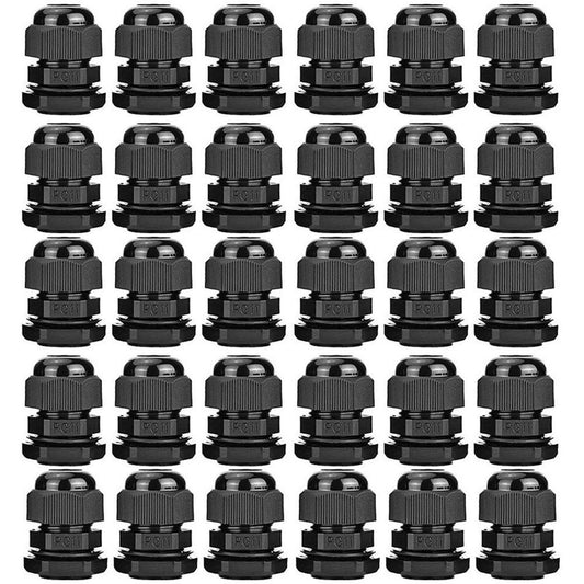 Gebildet Cable Gland, PG11 Plastic Waterproof Adjustable 5.0-10mm Cable Gland Joint with Gaskets, Wire Protector, M18*1.5 Wire Connector(Pack of 30, Black)