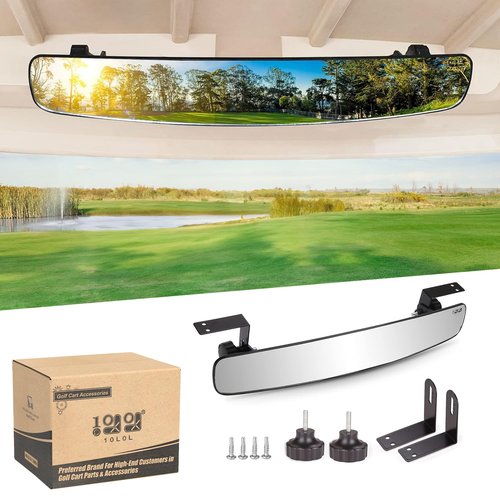 10L0L Golf Cart Rear View Mirror for Yamaha EZGO Club Car - Universal Golf Cart Mirrors 16.5" Extra Wide 180 Degree Panoramic RearView Mirror