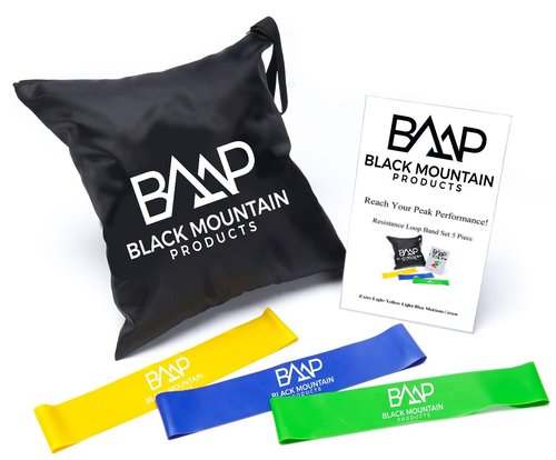 Black Mountain Products Resistance Loop Bands Set of Three with Starter Guide and Carrying Bag