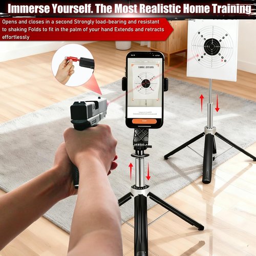 Dry Fire Laser Training System - Rechargeable 9mm/.38SPL Home Practice Kit with Free App & 10 Targets